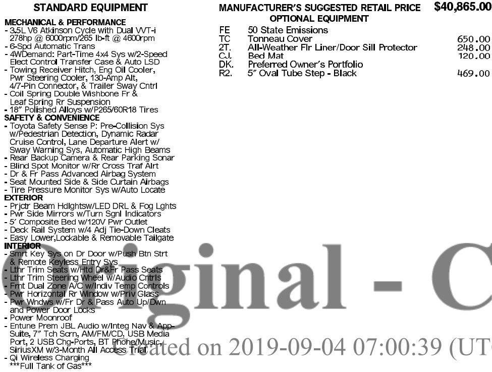 2019 Toyota Tacoma 4WD SR