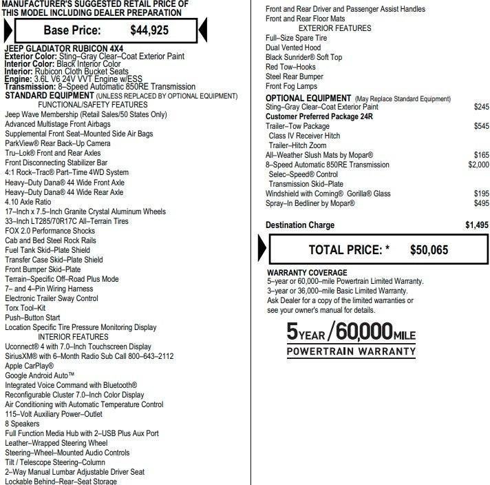 2021 Jeep Gladiator Rubicon 4x4