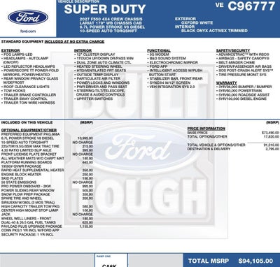 2027 Ford Super Duty F-550 DRW LARIAT 4WD Crew Cab 179" WB 60" CA