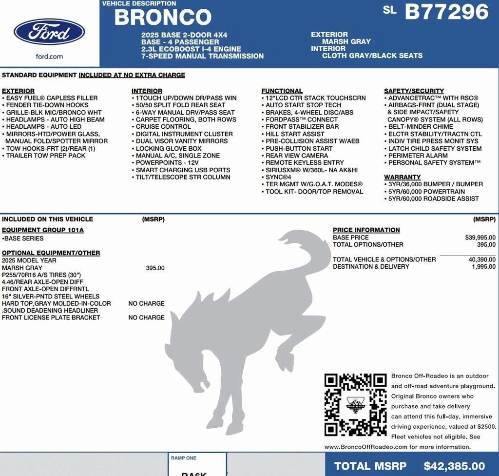 2025 Ford Bronco Base 2 Door 4x4