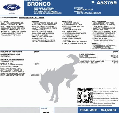 2026 Ford Bronco Base 4 Door 4x4