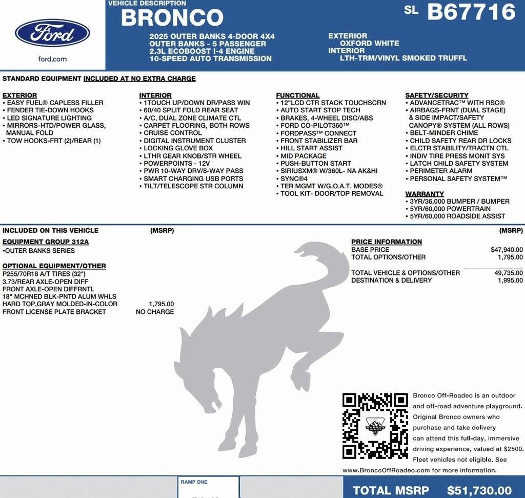 2025 Ford Bronco Outer Banks 4 Door 4x4