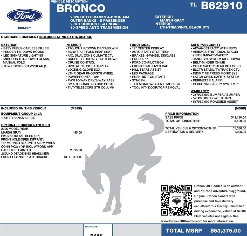 2026 Ford Bronco Outer Banks 4 Door 4x4