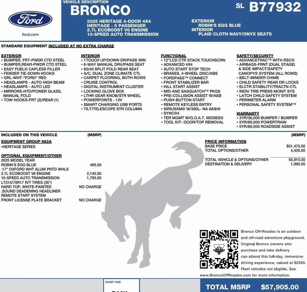 2025 Ford Bronco Heritage Edition 4 Door Advanced 4x4