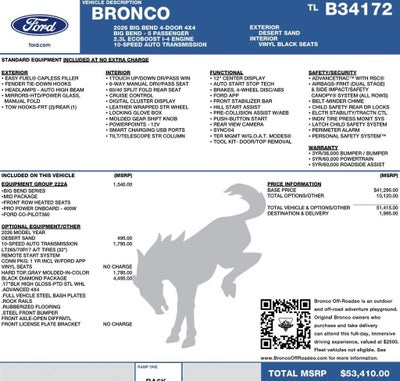 2026 Ford Bronco Big Bend 4 Door 4x4
