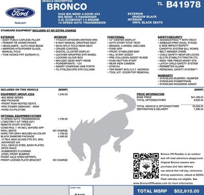2026 Ford Bronco Big Bend 4 Door 4x4