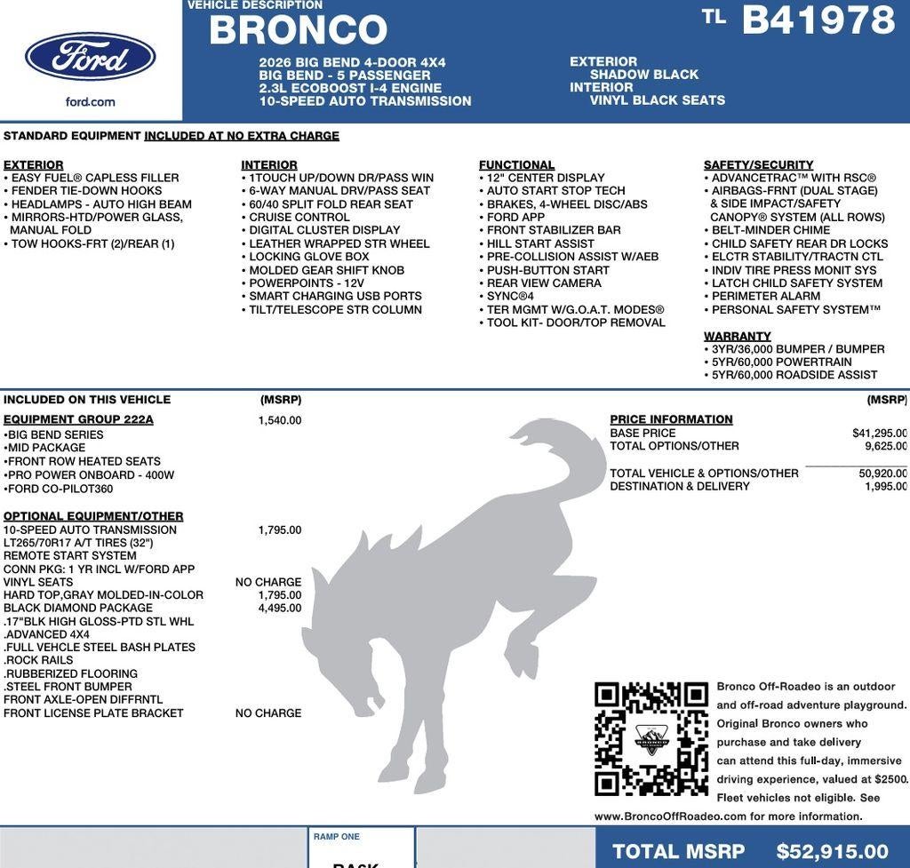 2026 Ford Bronco Big Bend 4 Door 4x4