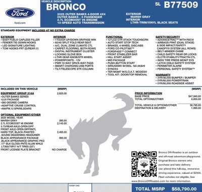 2025 Ford Bronco Outer Banks 4 Door 4x4