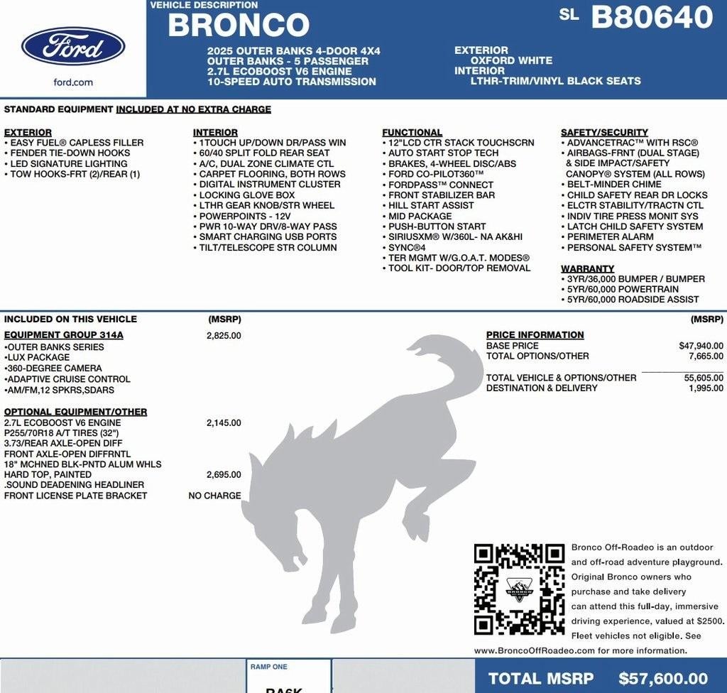2025 Ford Bronco Outer Banks 4 Door 4x4
