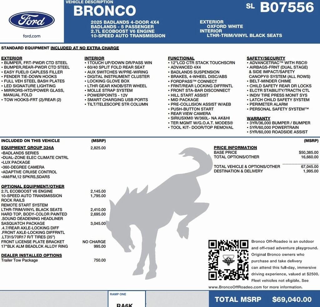 2025 Ford Bronco Badlands 4 Door Advanced 4x4