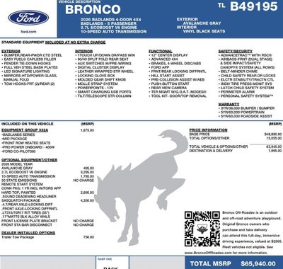 2026 Ford Bronco Badlands 4 Door Advanced 4x4