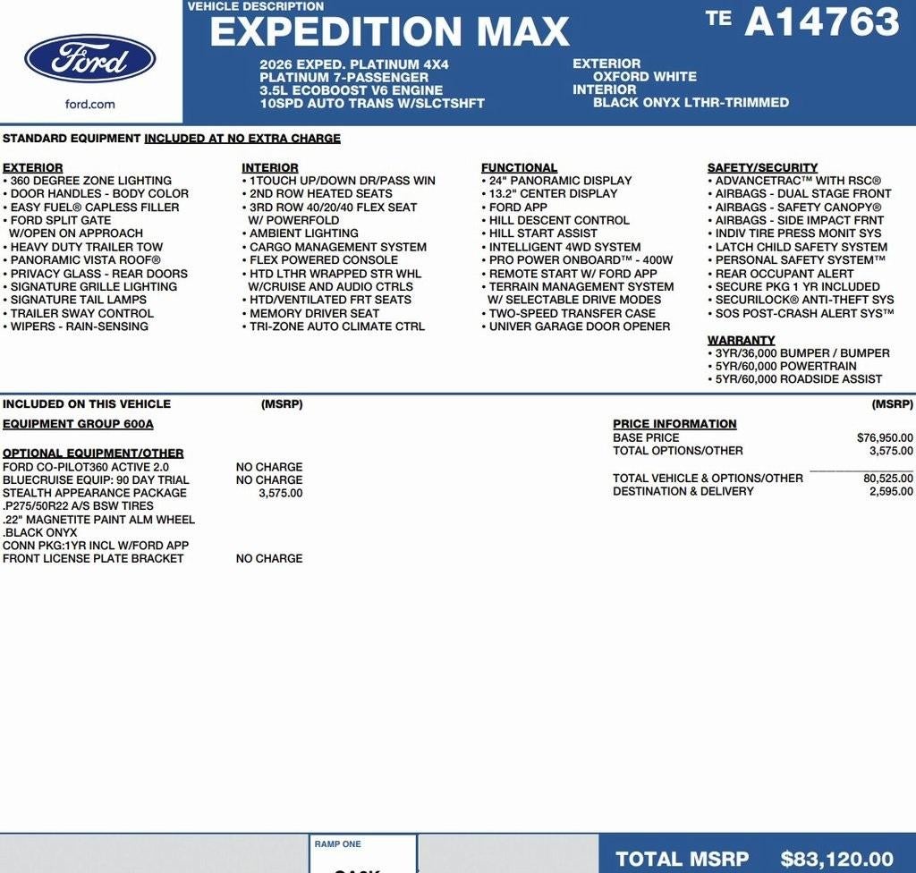 2026 Ford Expedition Max Platinum 4x4
