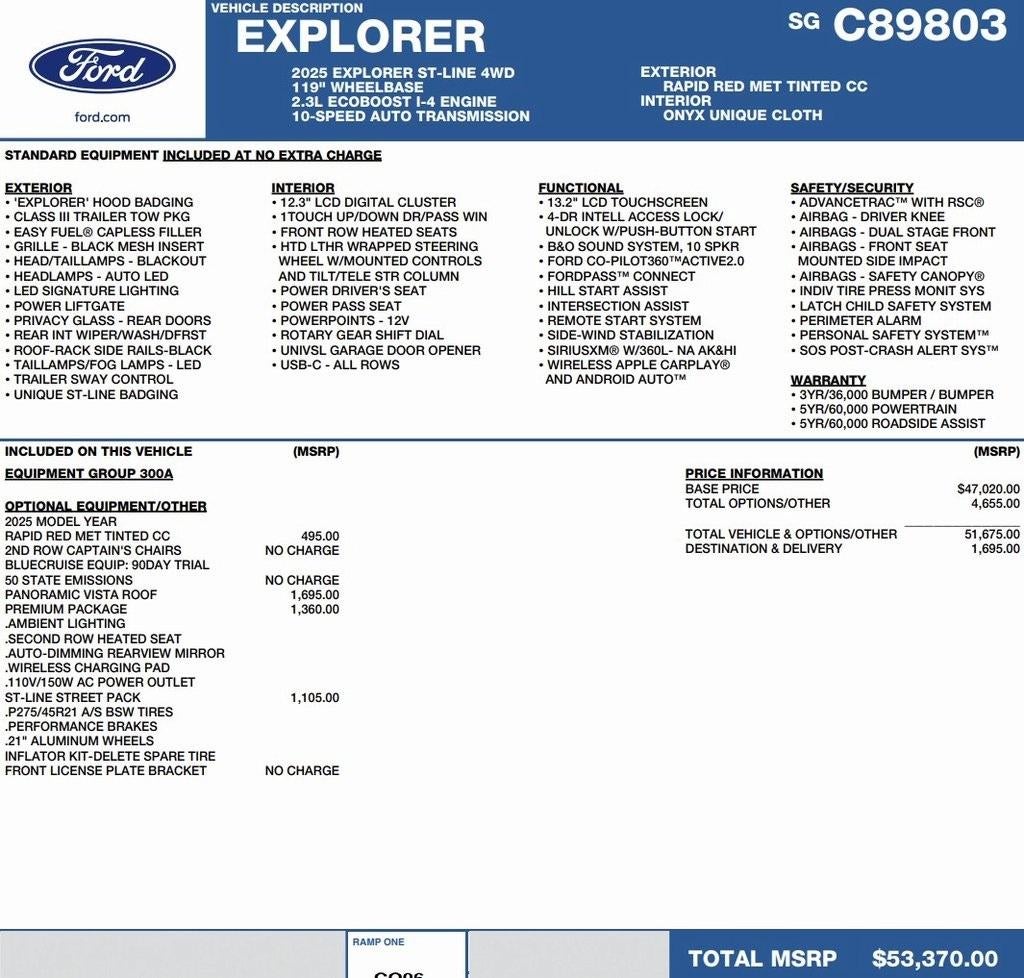 2025 Ford Explorer ST-Line 4WD