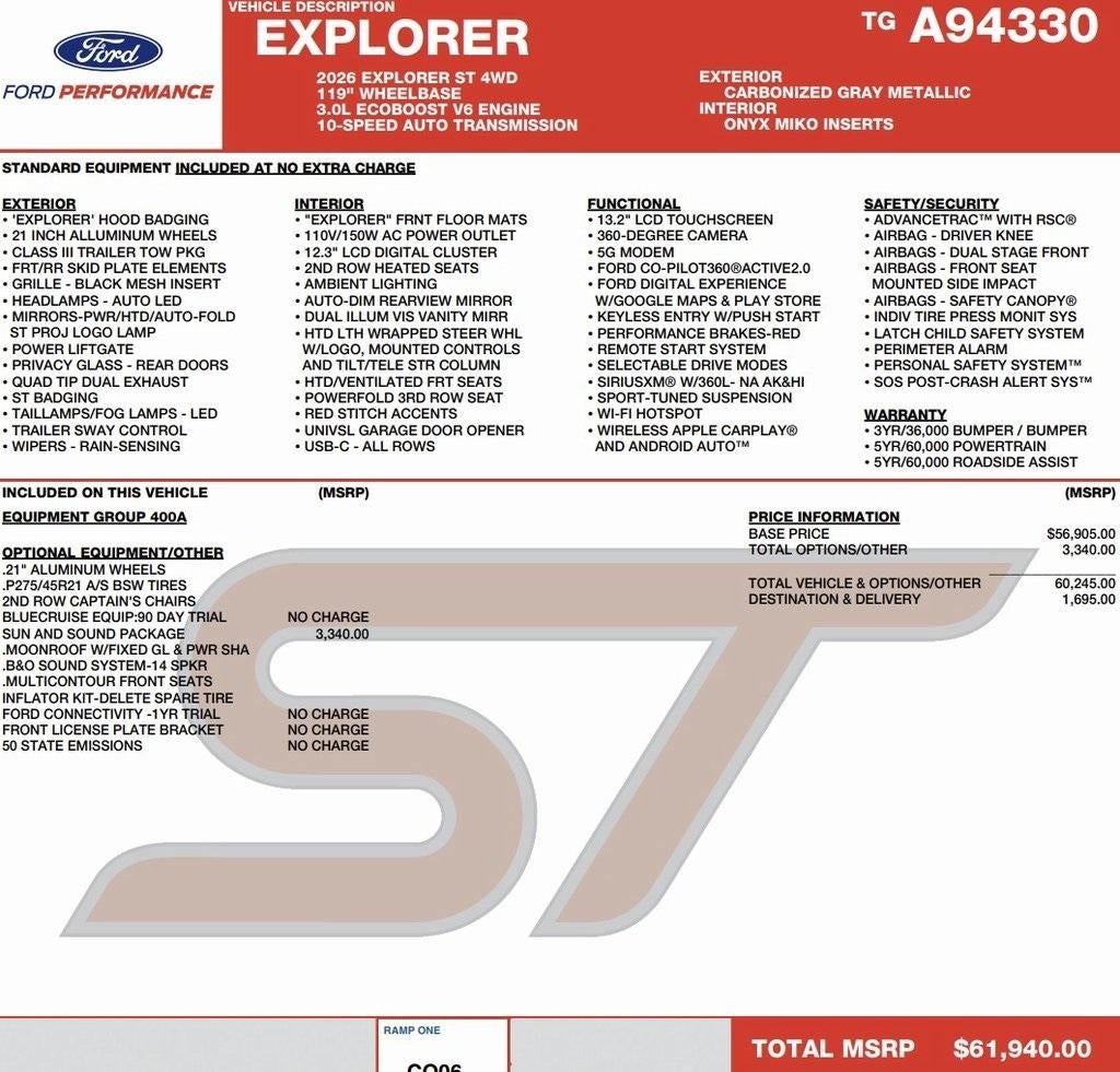 2026 Ford Explorer ST 4WD