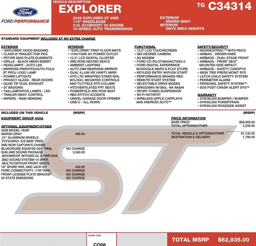 2026 Ford Explorer ST 4WD