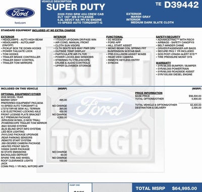 2026 Ford Super Duty F-250 SRW XLT 4WD Crew Cab 6.75' Box