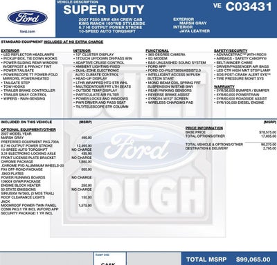2027 Ford Super Duty F-250 SRW King Ranch 4WD Crew Cab 6.75' Box