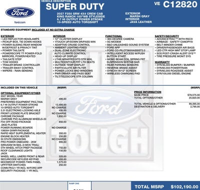 2027 Ford Super Duty F-250 SRW King Ranch 4WD Crew Cab 6.75' Box