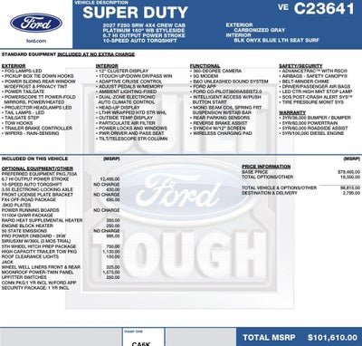 2027 Ford Super Duty F-250 SRW Platinum 4WD Crew Cab 6.75' Box