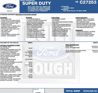 2027 Ford Super Duty F-250 SRW Platinum 4WD Crew Cab 6.75' Box