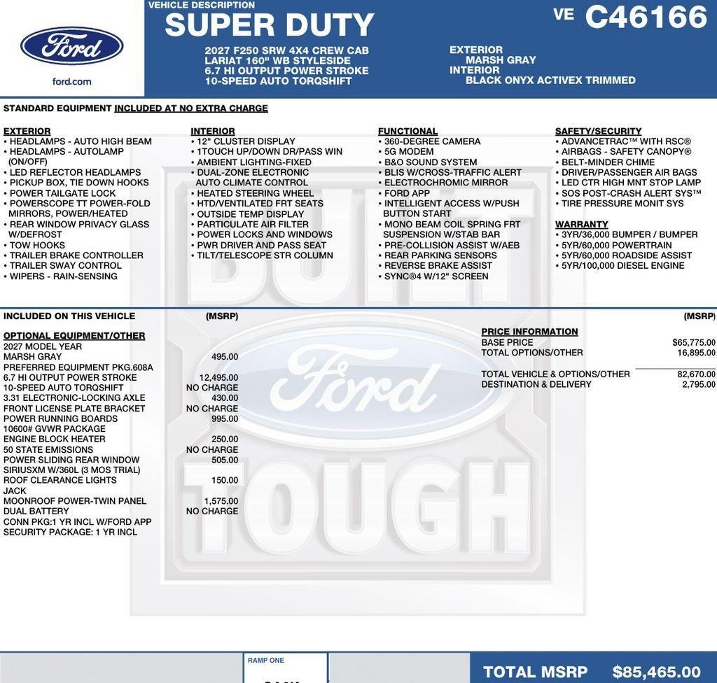 2027 Ford Super Duty F-250 SRW LARIAT 4WD Crew Cab 6.75' Box