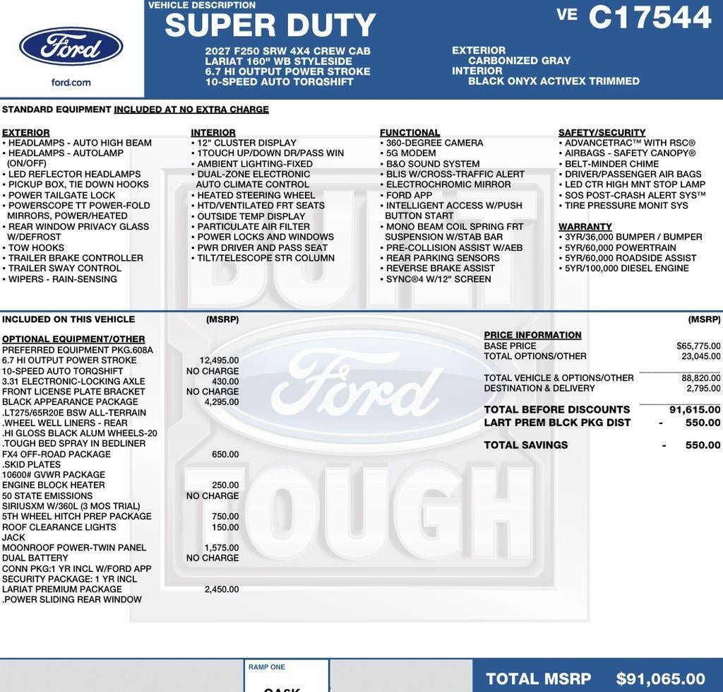 2027 Ford Super Duty F-250 SRW LARIAT 4WD Crew Cab 6.75' Box