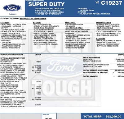 2027 Ford Super Duty F-250 SRW LARIAT 4WD Crew Cab 6.75' Box
