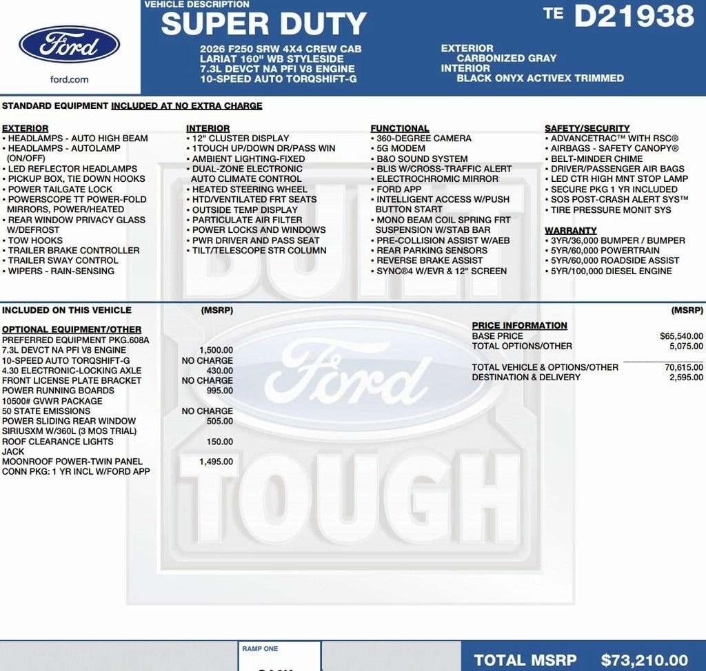 2026 Ford Super Duty F-250 SRW LARIAT 4WD Crew Cab 6.75' Box