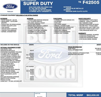 2026 Ford Super Duty F-250 SRW XL 4WD Crew Cab 6.75' Box