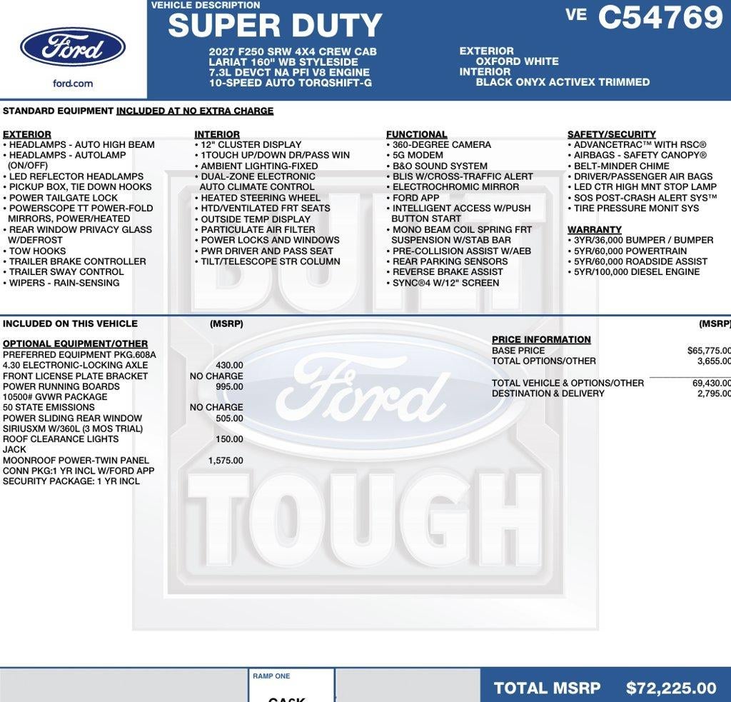2027 Ford Super Duty F-250 SRW LARIAT 4WD Crew Cab 6.75' Box