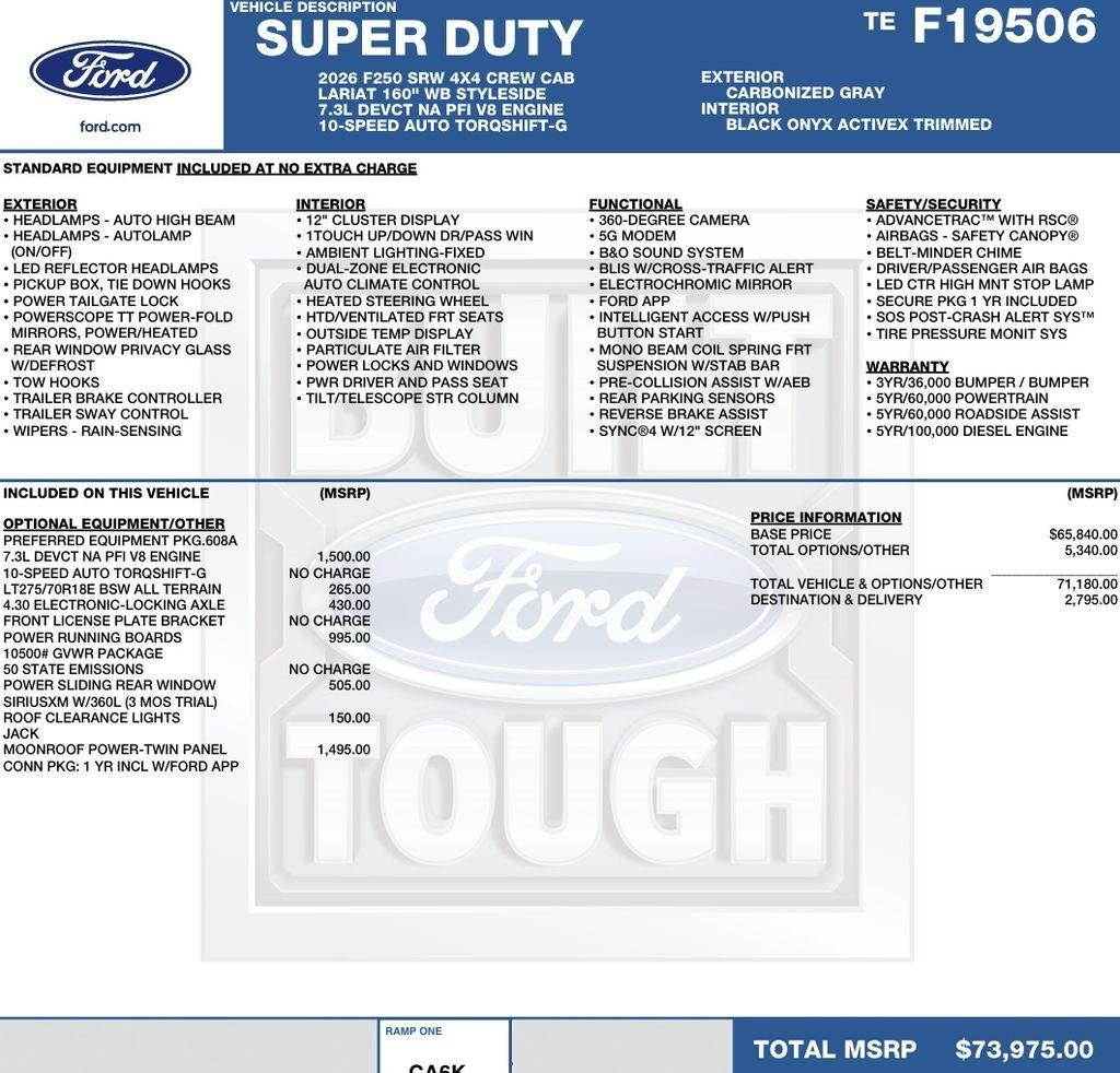 2026 Ford Super Duty F-250 SRW LARIAT 4WD Crew Cab 6.75' Box