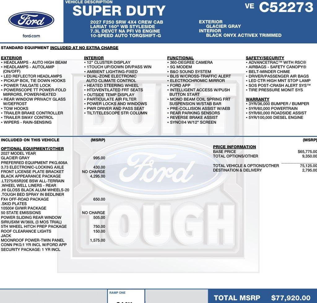 2027 Ford Super Duty F-250 SRW LARIAT 4WD Crew Cab 6.75' Box