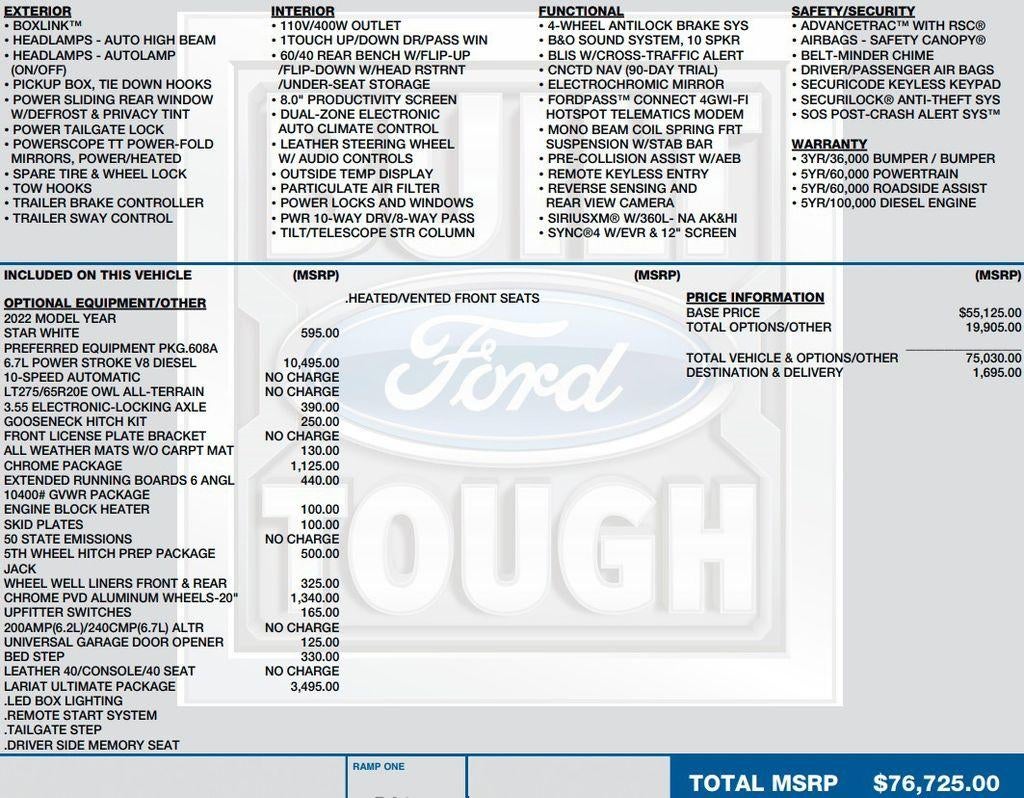 2022 Ford Super Duty F-250 SRW LARIAT 4WD Crew Cab 6.75' Box