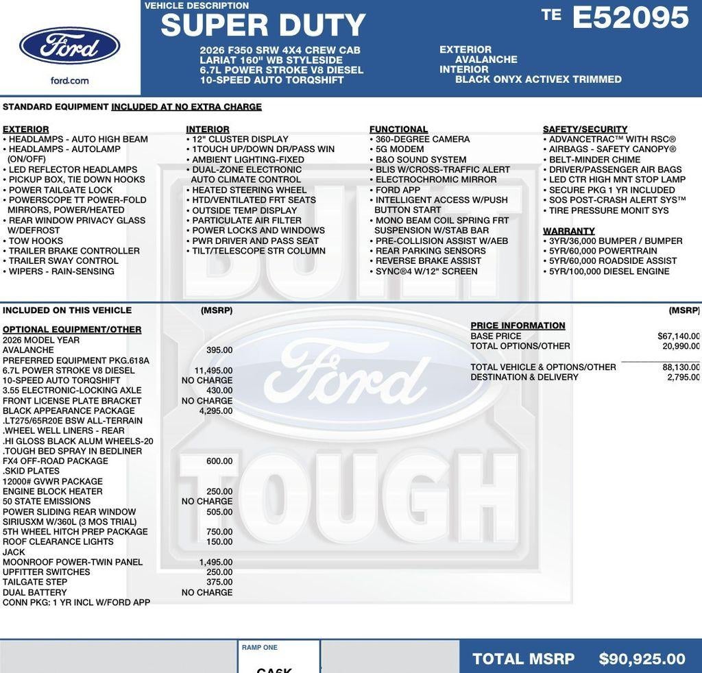2026 Ford Super Duty F-350 SRW LARIAT 4WD Crew Cab 6.75' Box