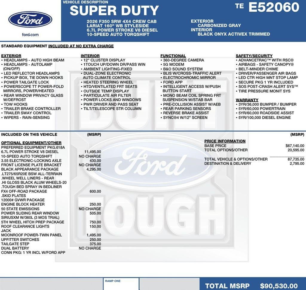 2026 Ford Super Duty F-350 SRW LARIAT 4WD Crew Cab 6.75' Box