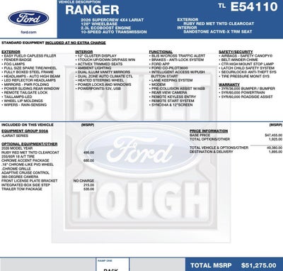 2026 Ford Ranger LARIAT 4WD SuperCrew 5' Box