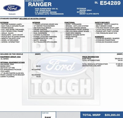 2025 Ford Ranger XL 4WD SuperCrew 5' Box