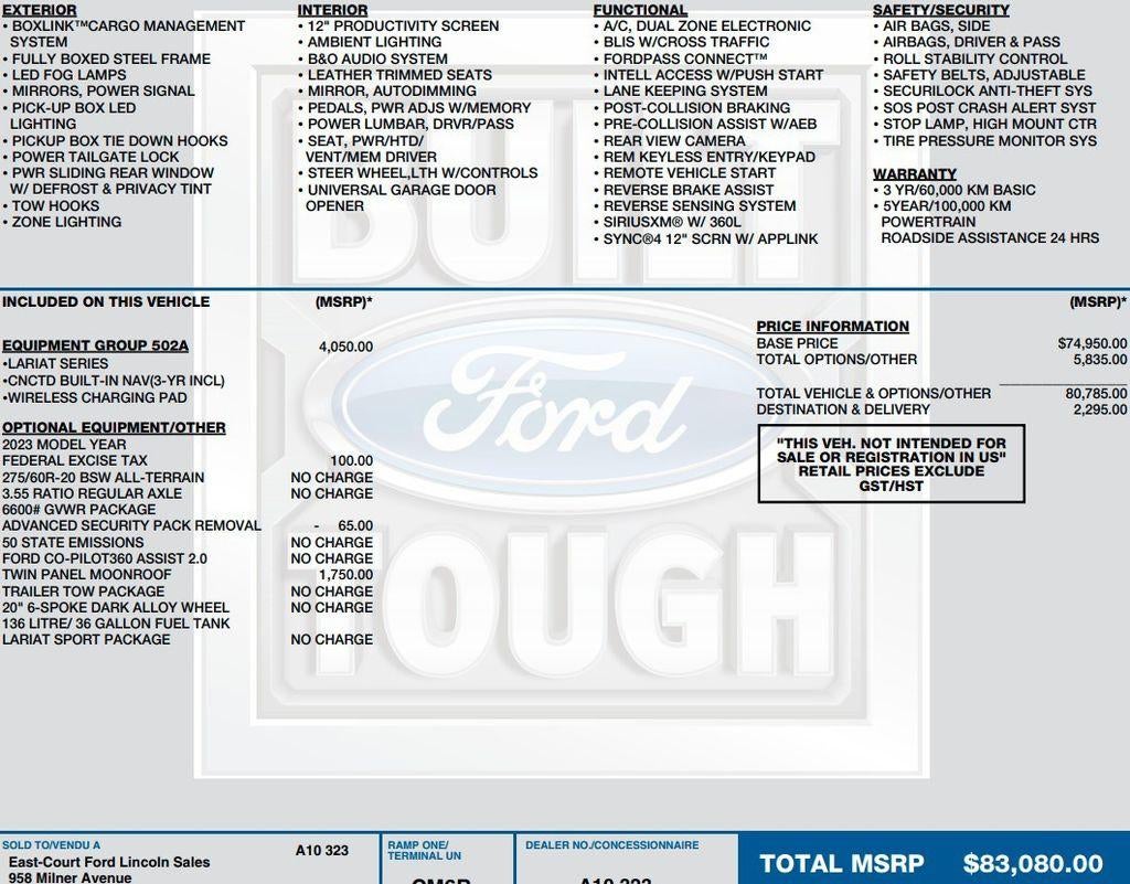 2023 Ford F-150 LARIAT 4WD SuperCrew 5.5' Box