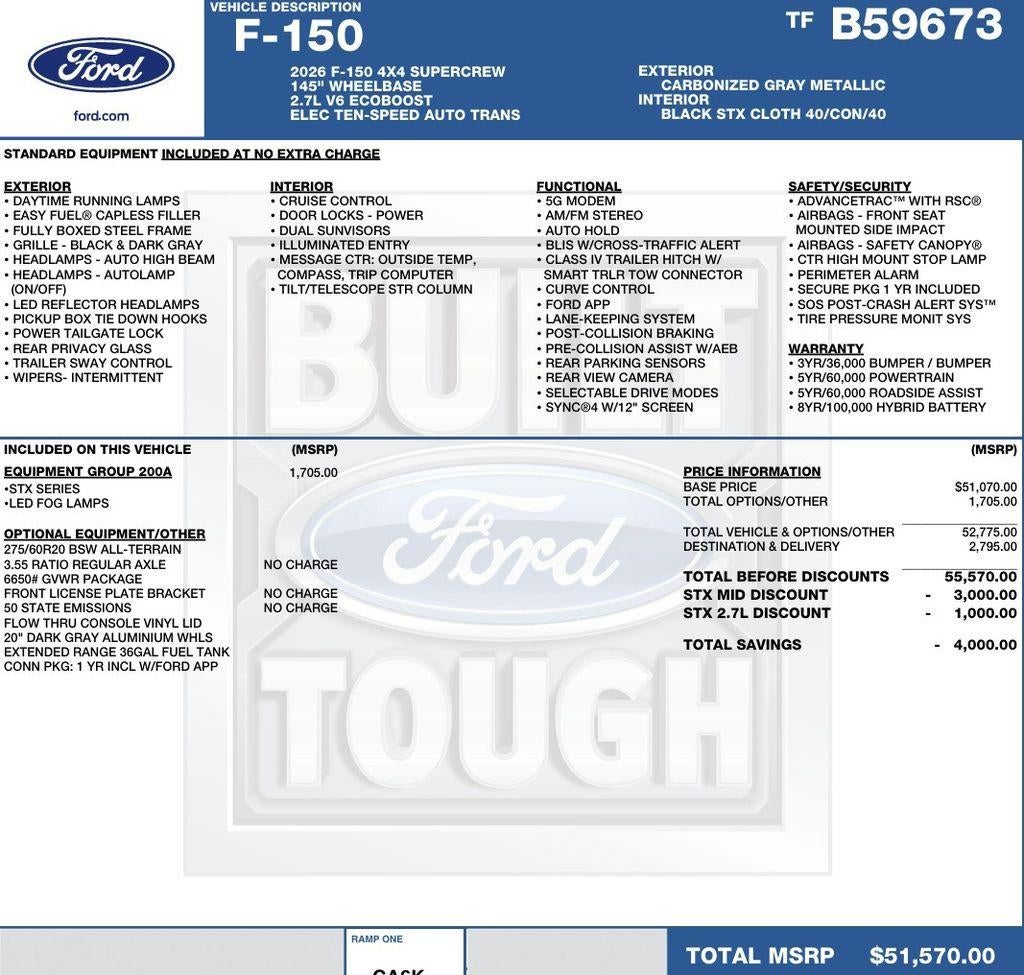 2026 Ford F-150 STX 4WD SuperCrew 5.5' Box