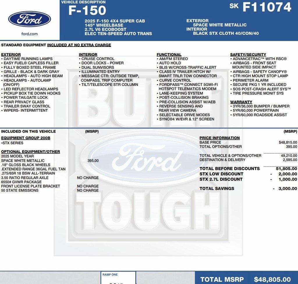 2025 Ford F-150 STX 4WD SuperCab 6.5' Box