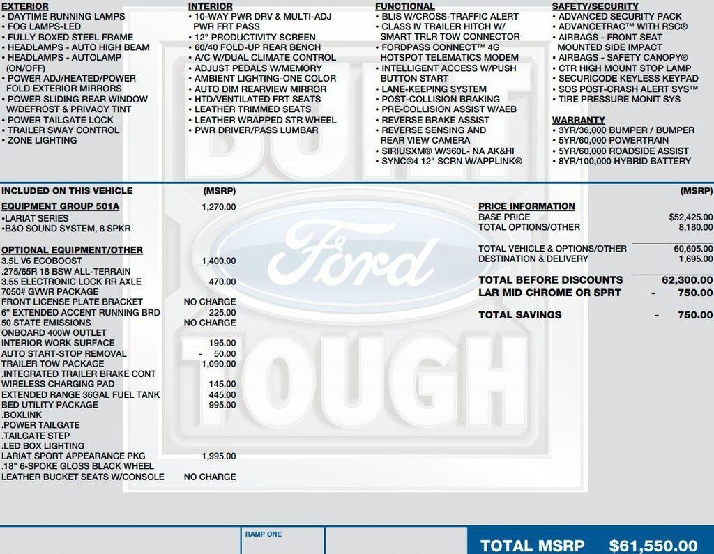 2022 Ford F-150 LARIAT 4WD SuperCrew 5.5' Box