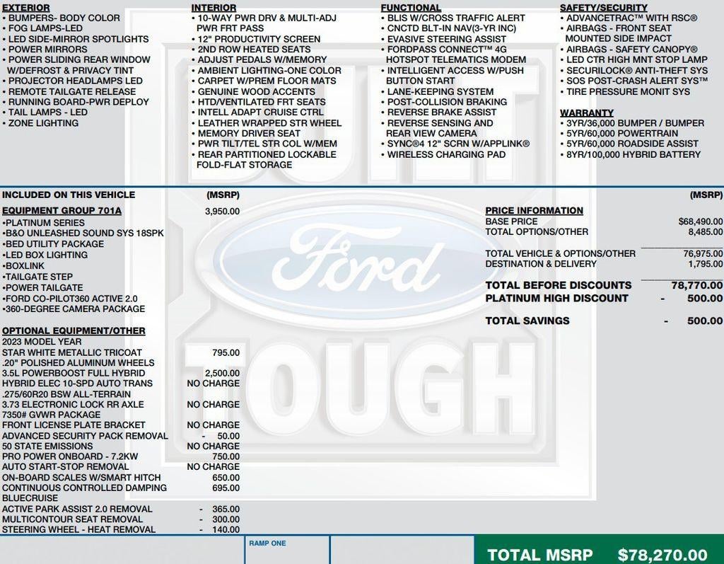 2023 Ford F-150 Platinum 4WD SuperCrew 5.5' Box