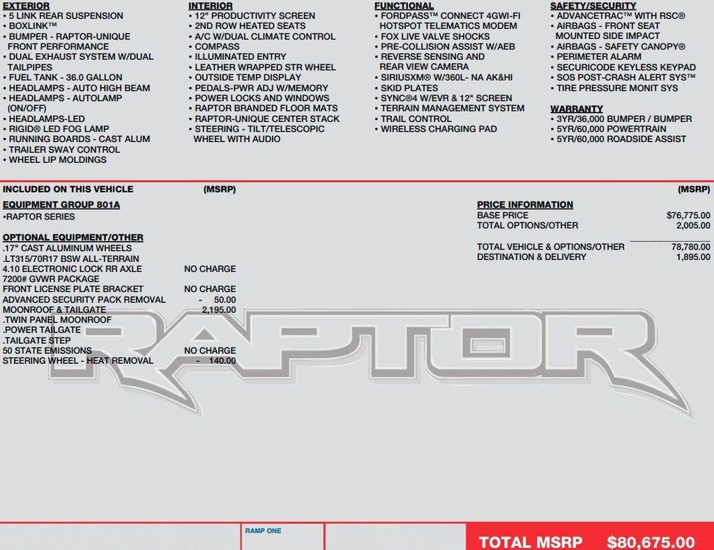 2023 Ford F-150 Raptor 4WD SuperCrew 5.5' Box