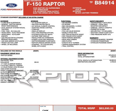 2026 Ford F-150 Raptor 4WD SuperCrew 5.5' Box