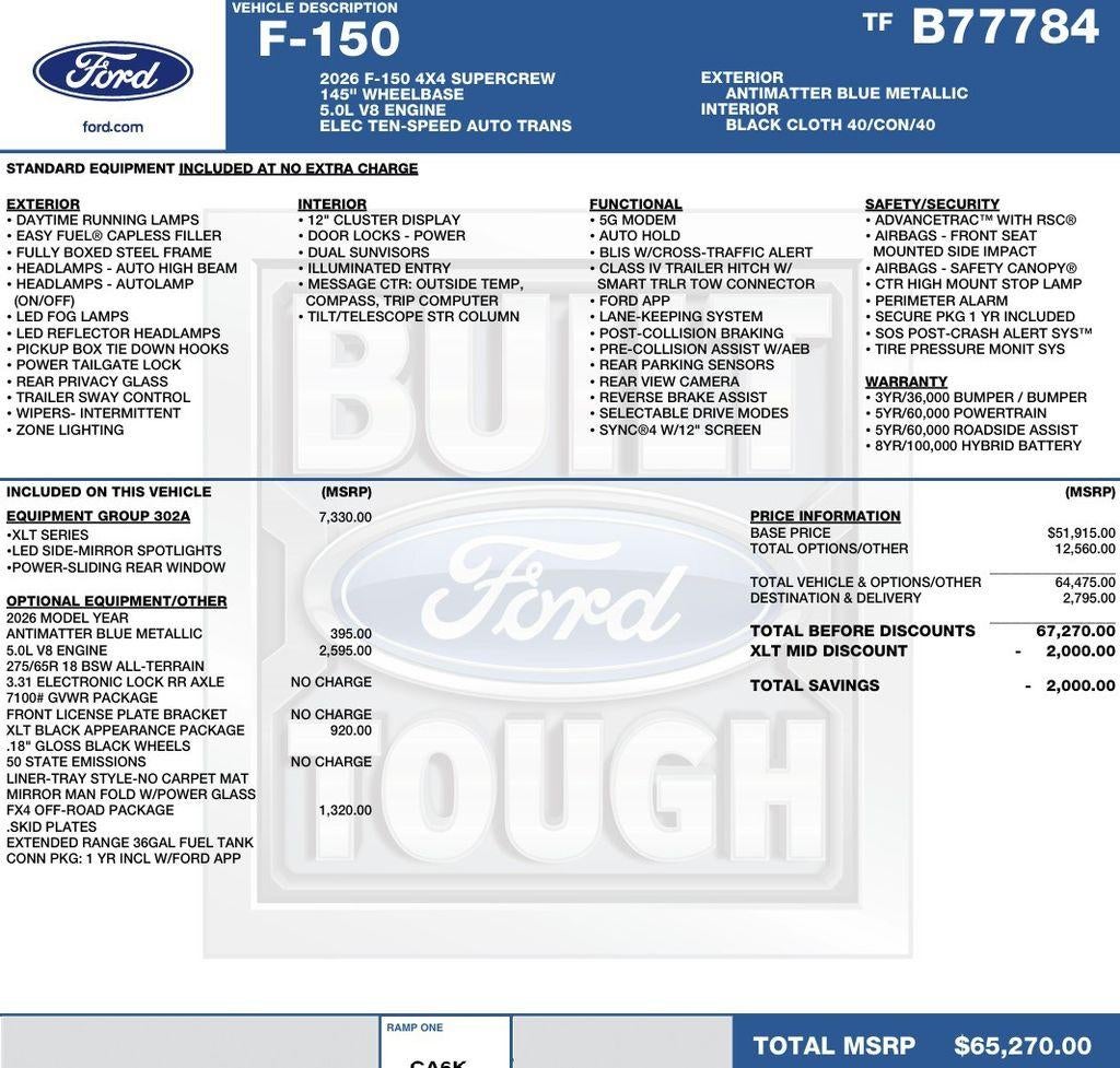 2026 Ford F-150 XLT 4WD SuperCrew 5.5' Box
