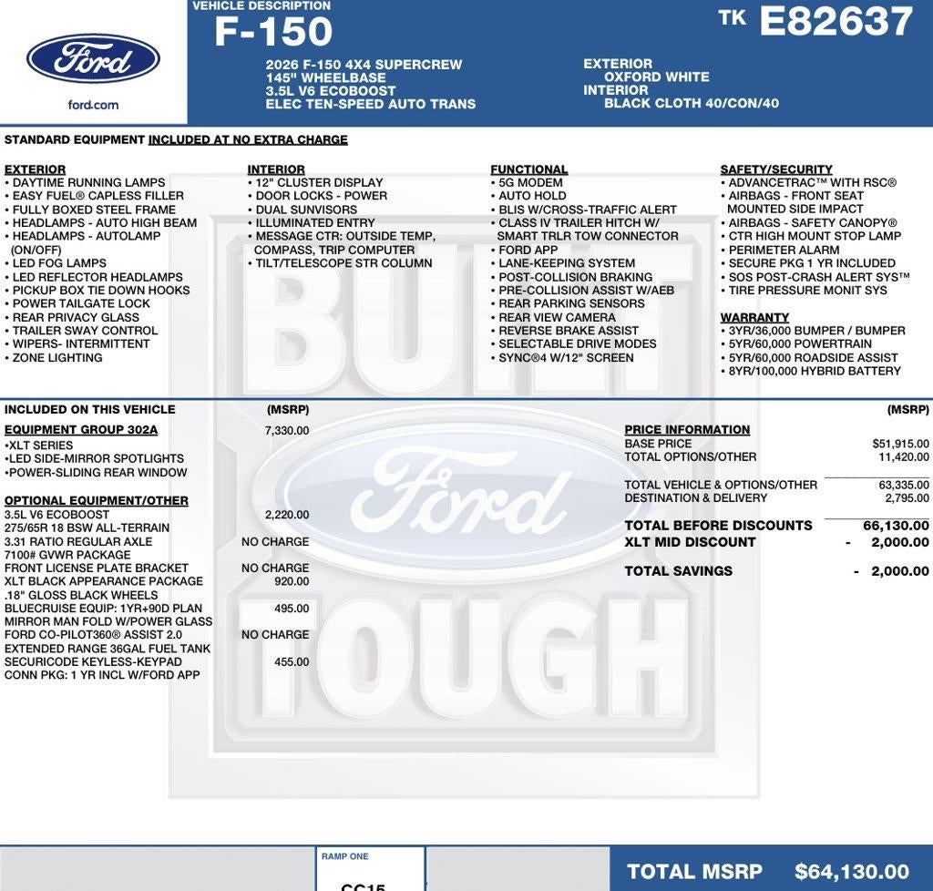 2026 Ford F-150 XLT 4WD SuperCrew 5.5' Box