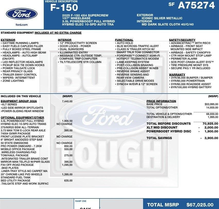 2025 Ford F-150 XLT 4WD SuperCrew 6.5' Box