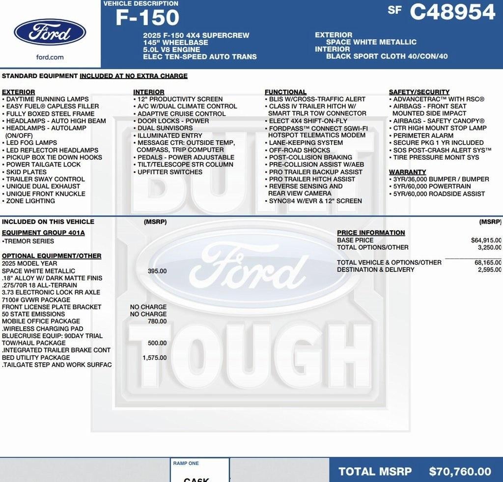 2025 Ford F-150 Tremor 4WD SuperCrew 5.5' Box