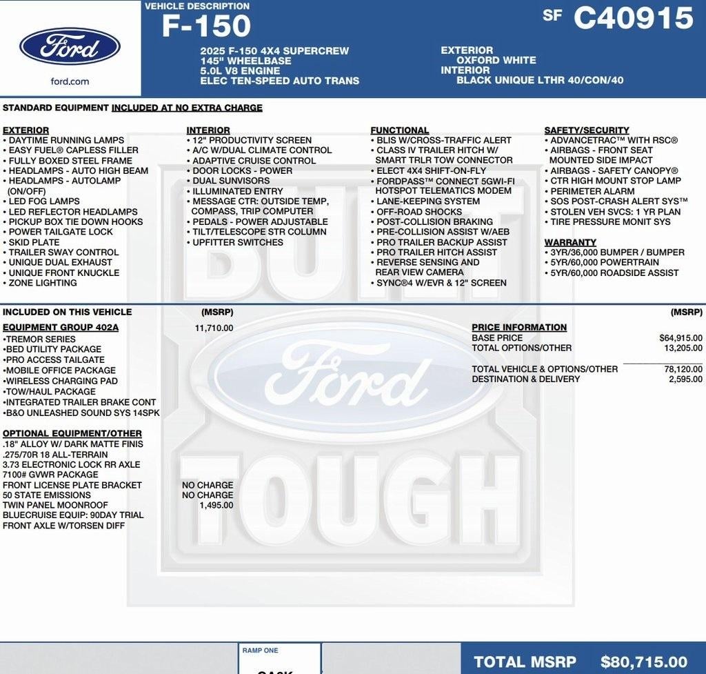 2025 Ford F-150 Tremor 4WD SuperCrew 5.5' Box