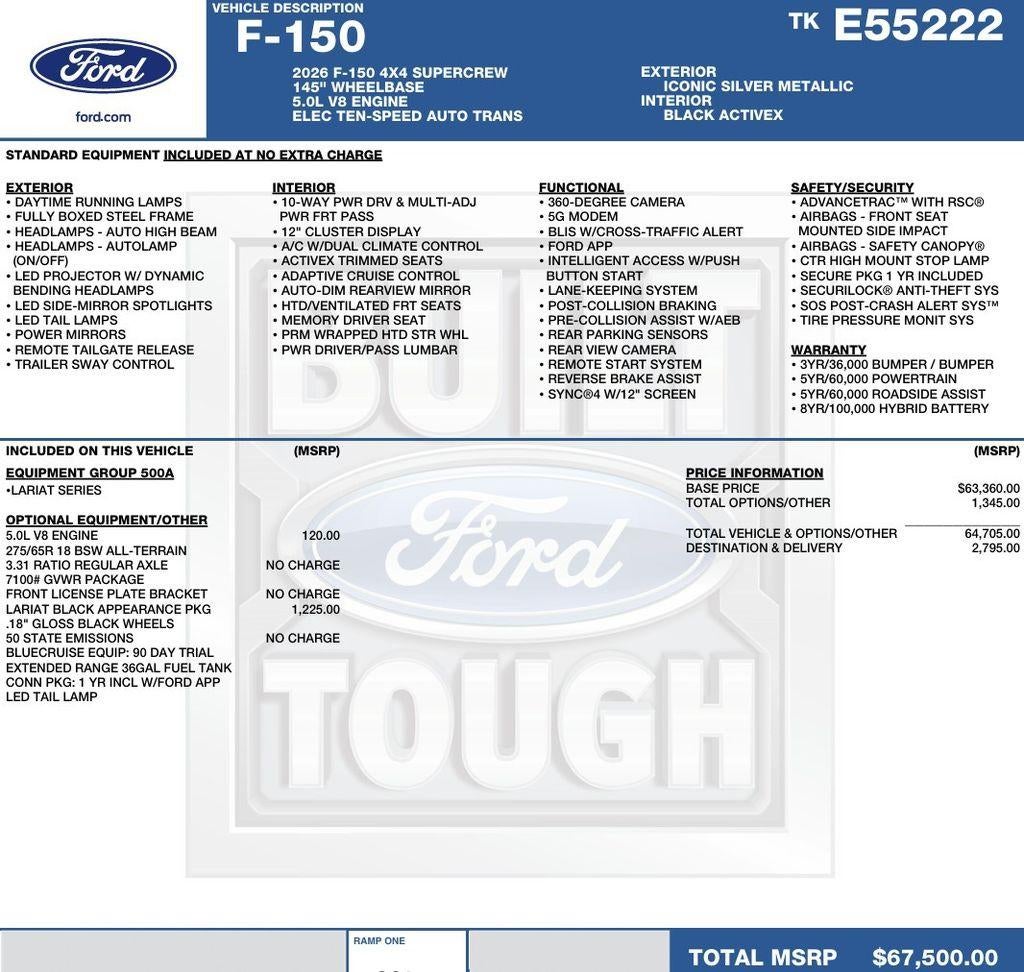 2026 Ford F-150 LARIAT 4WD SuperCrew 5.5' Box